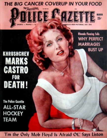 This March 1962 cover of The National Police Gazette features American actr...